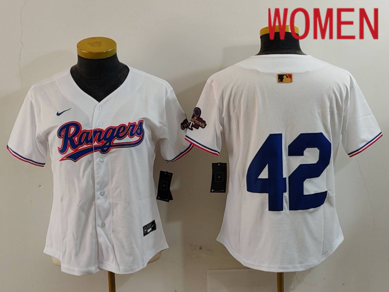 Women Texas Rangers #42 No Name White Game Nike 2024 MLB Jersey style 912